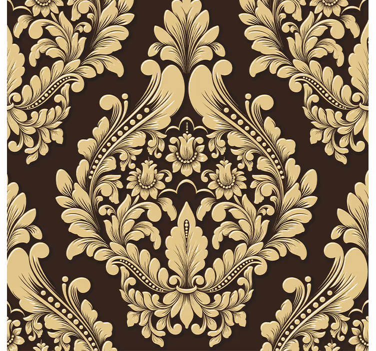 Toile fenêtre vintage motif floral doré - TenStickers