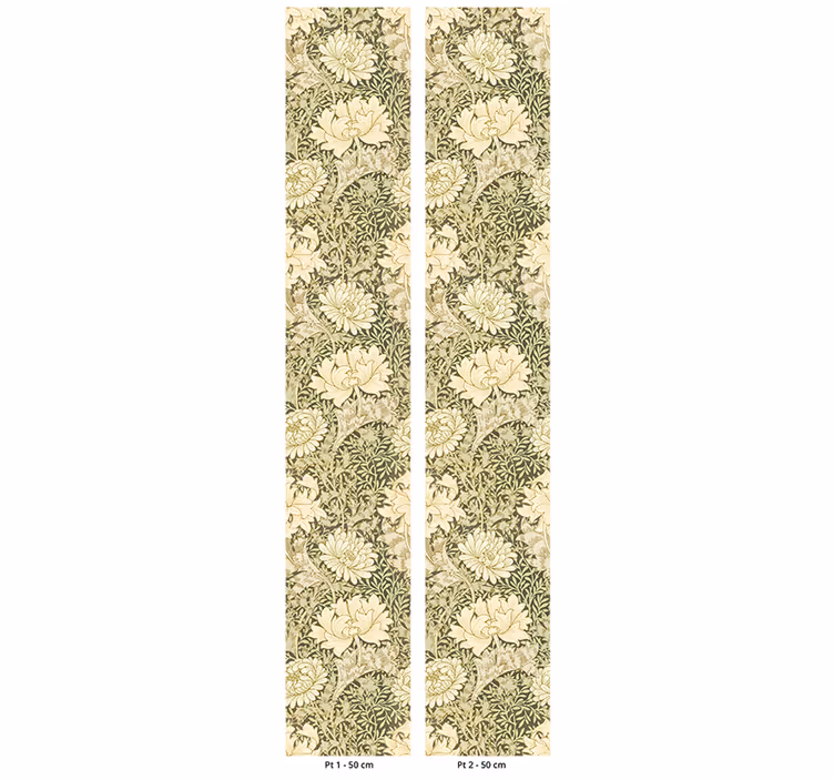 Toile fenêtre vintage art nouveau chrysanthème - TenStickers