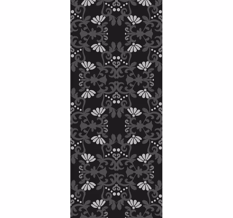 Toile fenêtre vintage style damassé classique noir - TenStickers