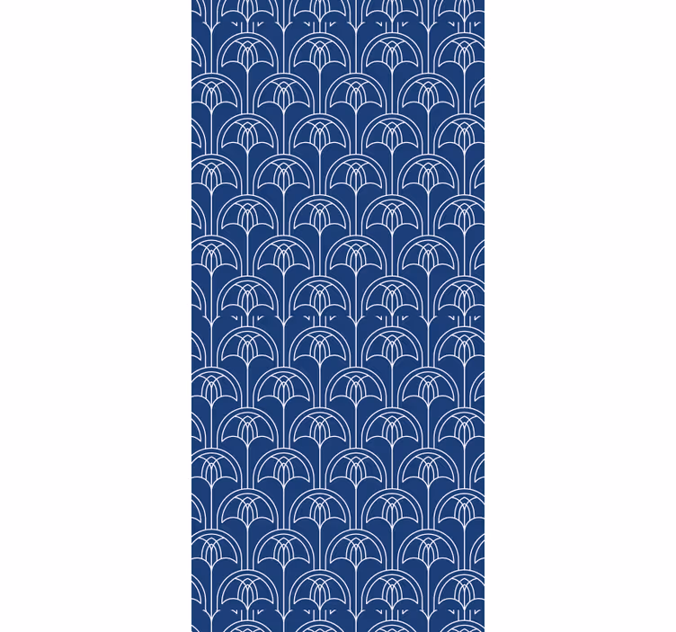 Toile fenêtre vintage style arc blanc sur bleu - TenStickers