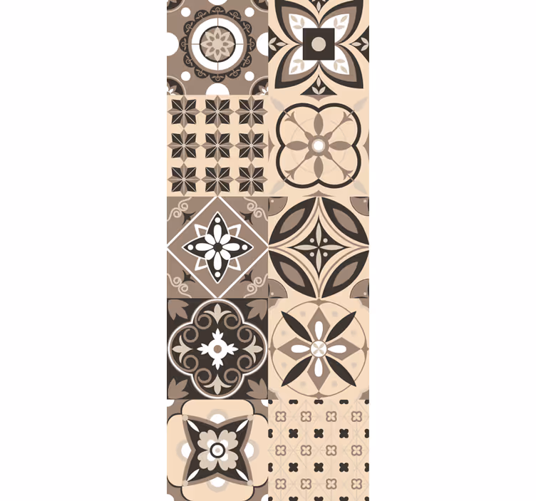 Toile fenêtre vintage carreaux classiques marron - TenStickers