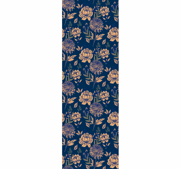 Toile fenêtre vintage motif bleu et jaune provincial - TenStickers