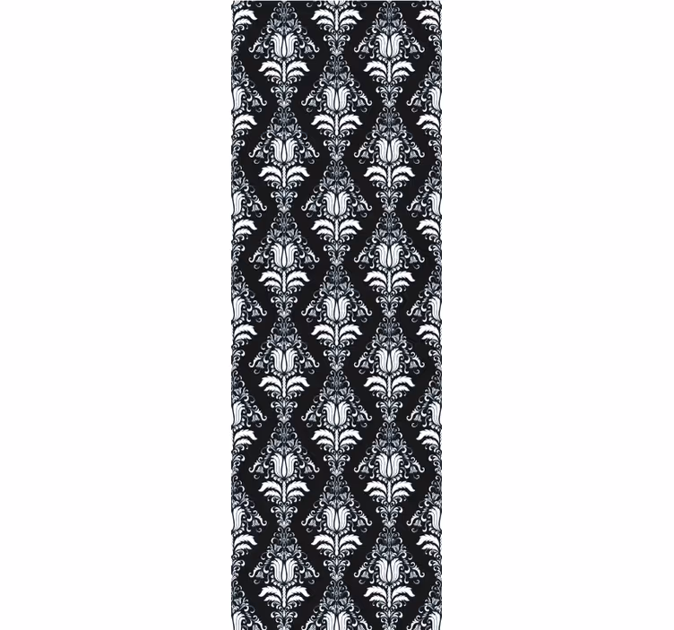 Toile fenêtre vintage motif provençal noir et blanc - TenStickers