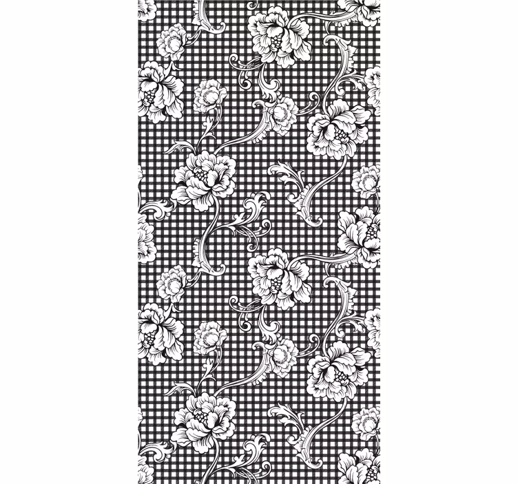 Toile fenêtre vintage motif vichy noir et blanc - TenStickers