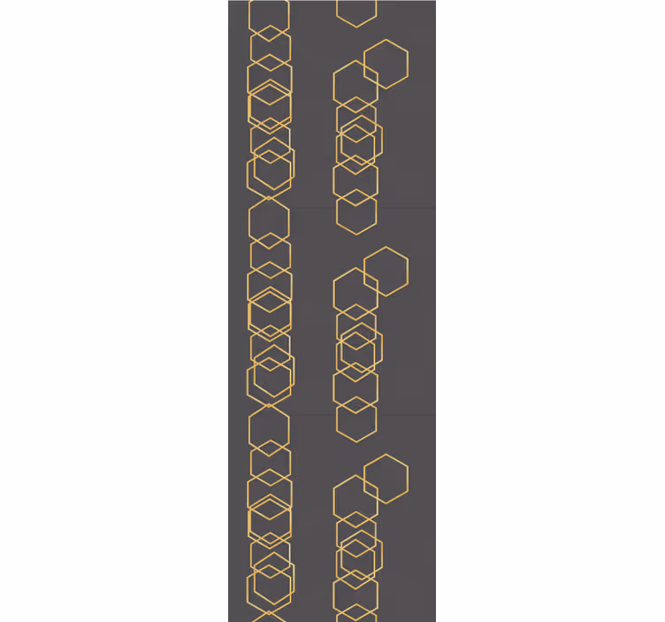 Toile fenêtre vintage texture grise avec hexagones dorés - TenStickers