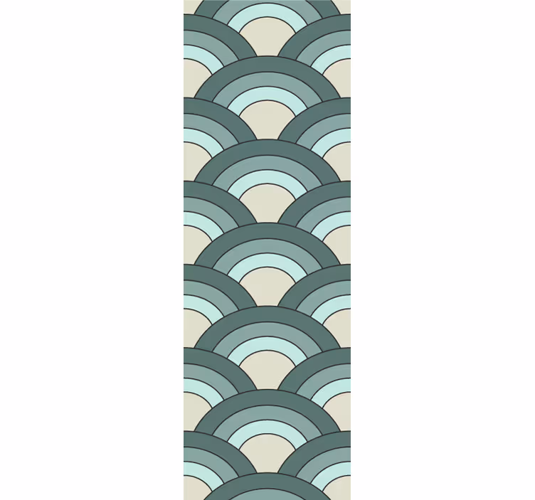 Toile fenêtre vintage motif écailles bleues ombrées - TenStickers