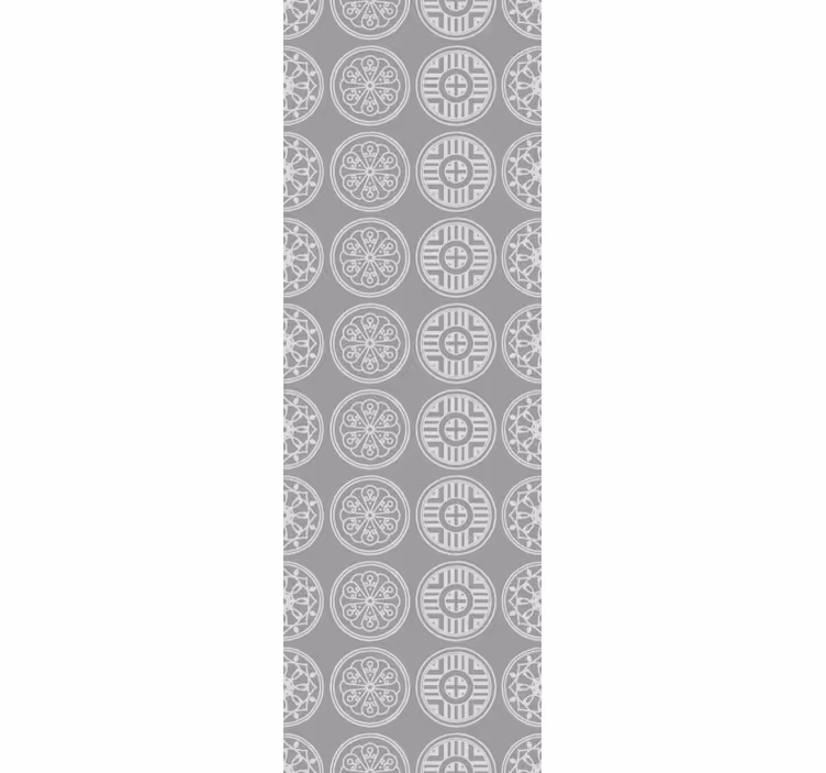 Toile fenêtre vintage motifs coréens gris traditionnels - TenStickers