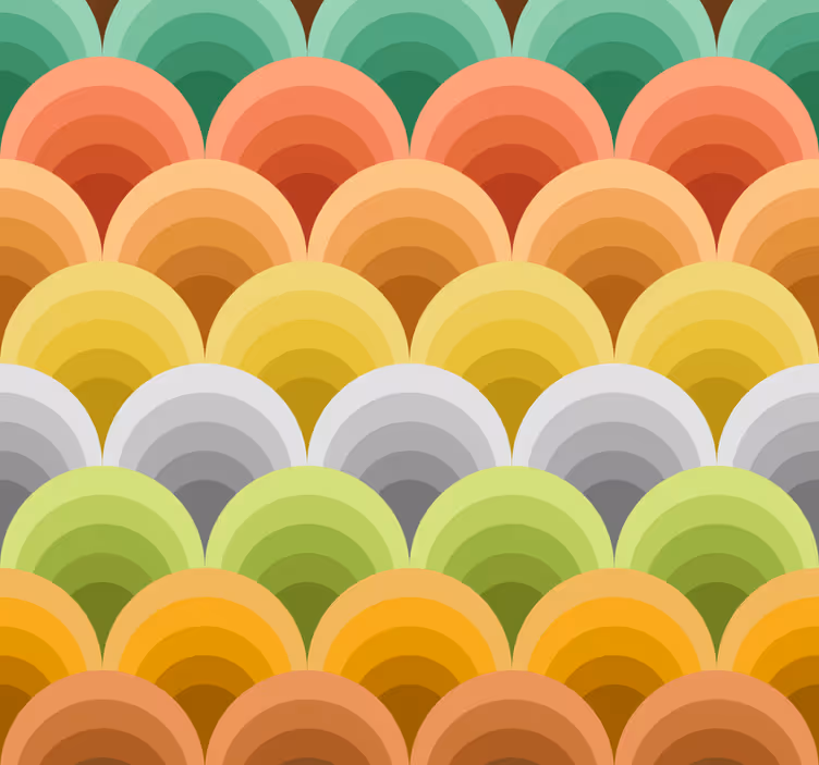 Toile fenêtre vintage cercles orange - TenStickers