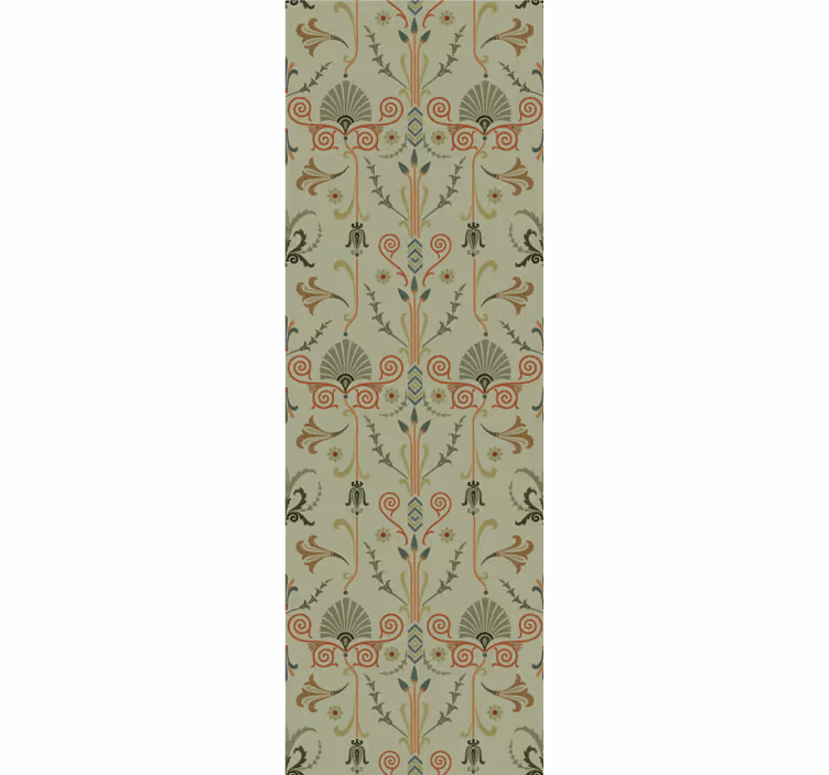 Toile fenêtre vintage motif classique vert fleuri - TenStickers