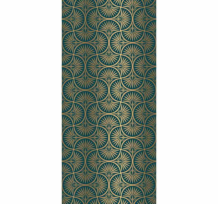 Toile fenêtre vintage style décor artistique turquoise et or - TenStickers
