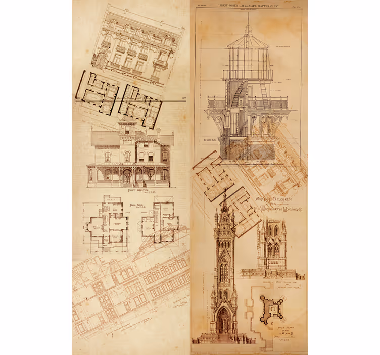 Toile fenêtre vintage perle architecturale - TenStickers