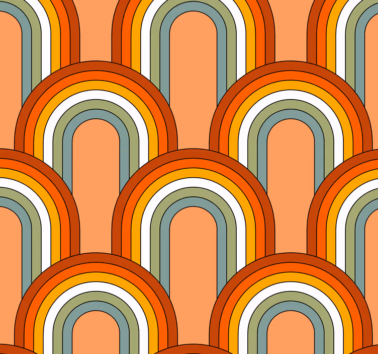 Toile fenêtre vintage motif arc-en-ciel des années 70 - TenStickers