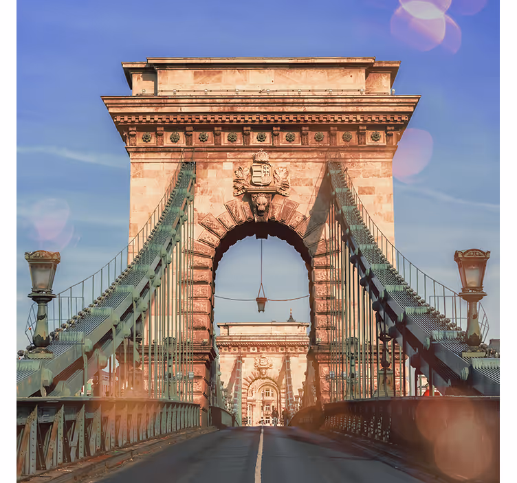 Toile fenêtre salon vue panoramique du pont de budapest - TenStickers