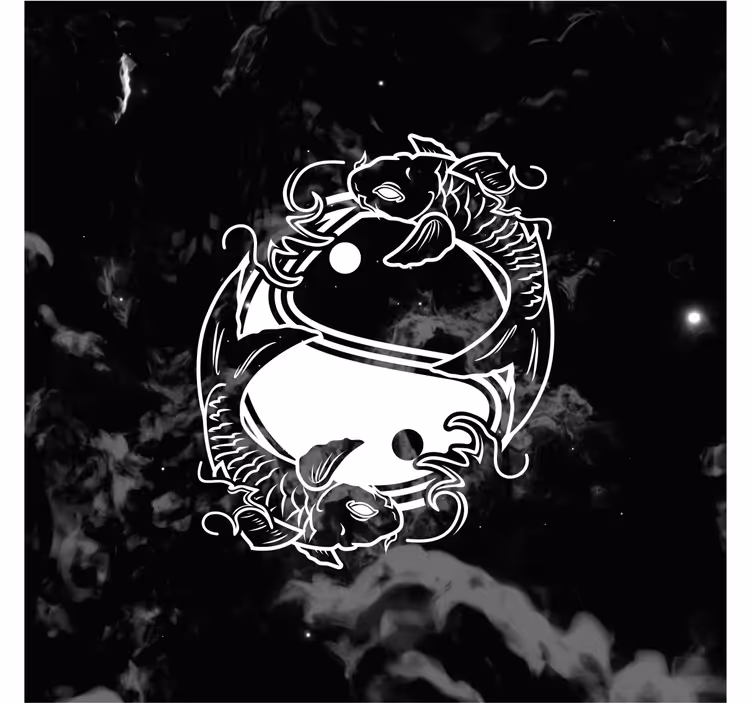 Toile fenêtre salon poissons yin yang en équilibre - TenStickers