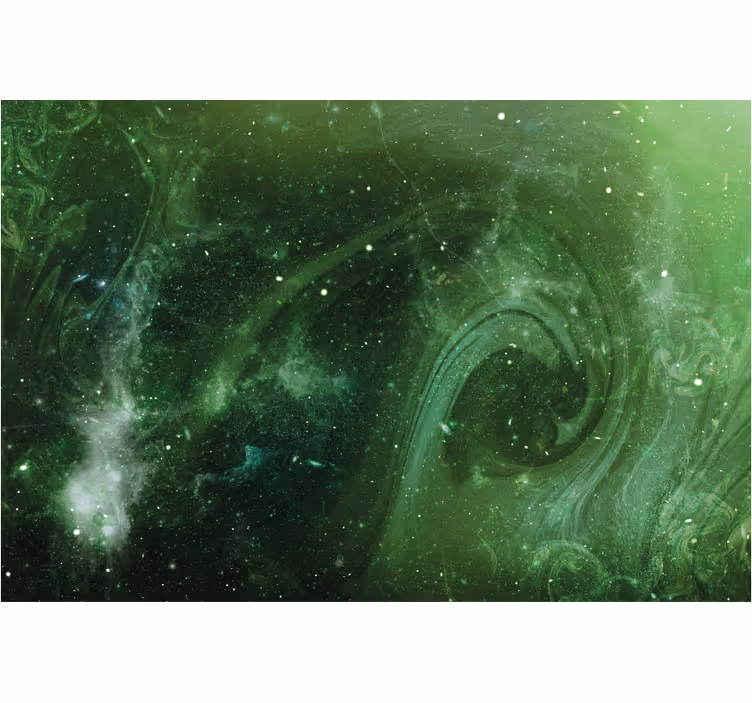 Toile fenêtre salon vue spatiale en vert - TenStickers