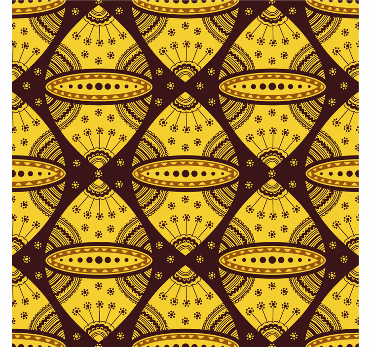 Toile fenêtre salon art abstrait africain jaune - TenStickers