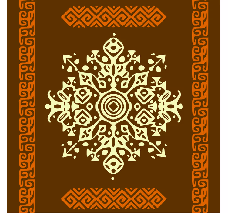 Toile fenêtre salon motif abstrait africain marron jaune - TenStickers