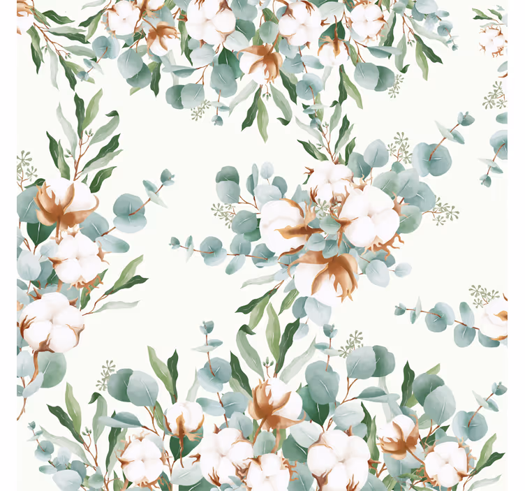 Toile fenêtre salon style shabby chic plantes coton - TenStickers