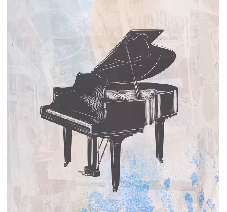 Toile fenêtre salon peinture shabby chic piano - TenStickers