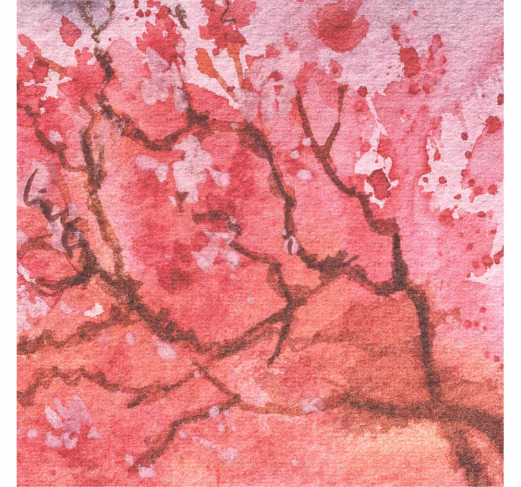 Toile fenêtre salon fleurs de cerisier pastel abstrait - TenStickers