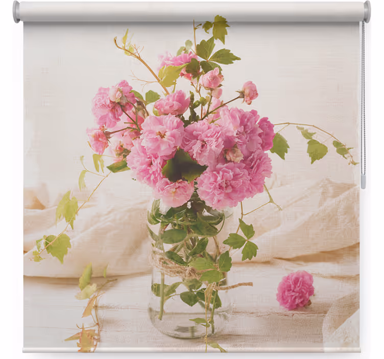 Toile fenêtre salon peinture de roses fanées en pot - TenStickers