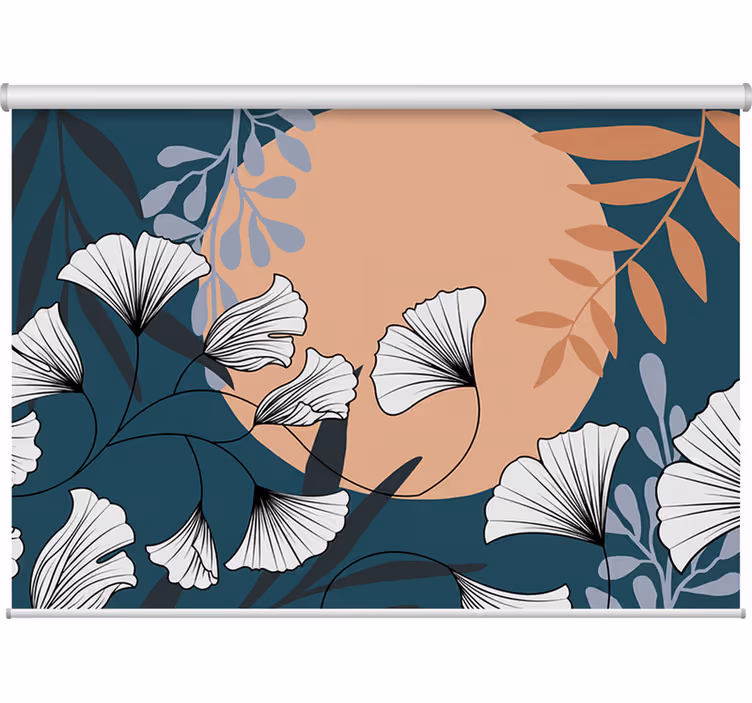Toile fenêtre salon style glamour ginkgo coloré - TenStickers