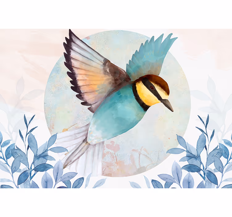 Toile fenêtre salon oiseau artistique glamour - TenStickers