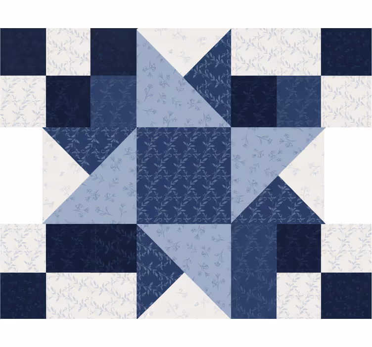 Toile fenêtre salon design triangle étoile bleue - TenStickers