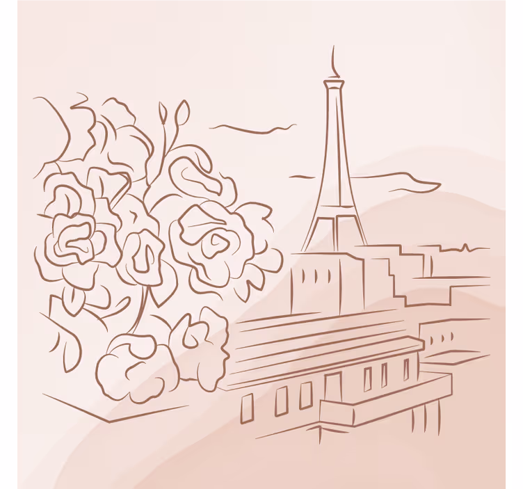 Toile fenêtre salon tour eiffel minimaliste - TenStickers