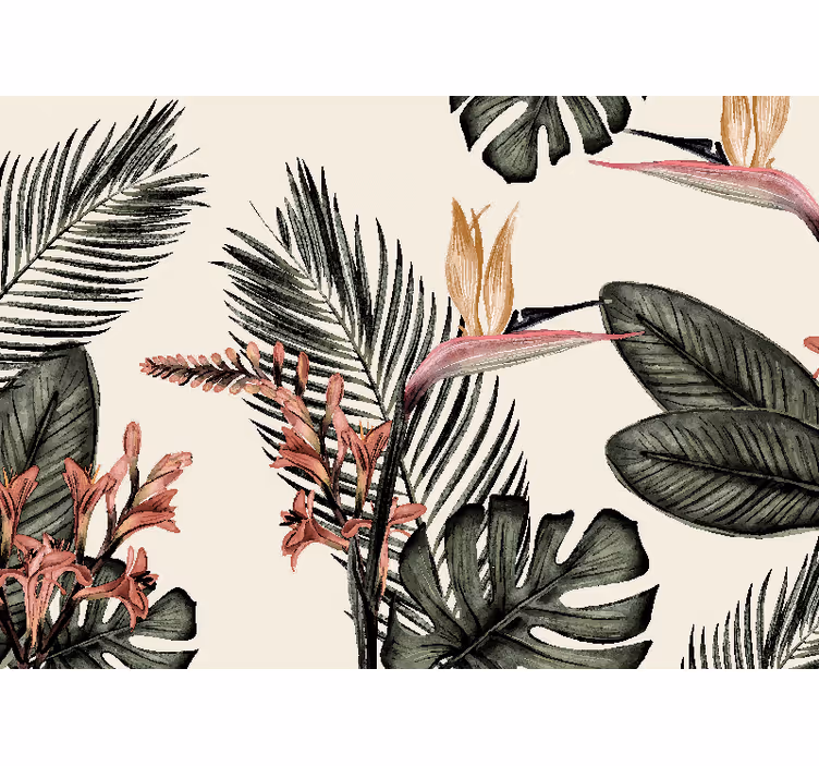 Toile fenêtre salon charbon tropical - TenStickers