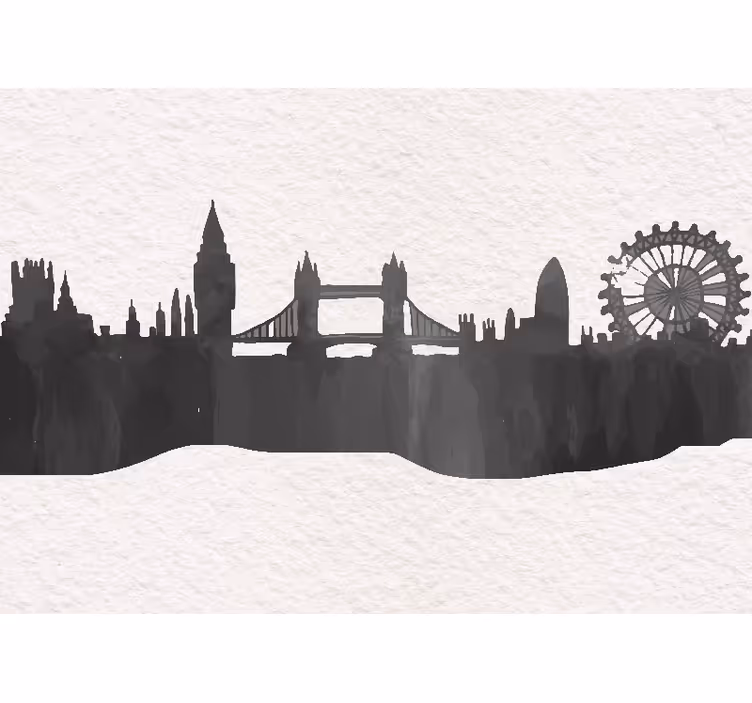 Toile fenêtre salon skyline d'oxford uk noir - TenStickers