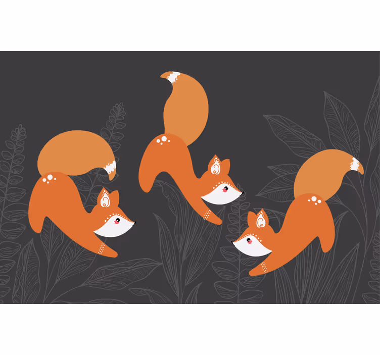 Toile fenêtre salon renards scandinaves en forêt - TenStickers