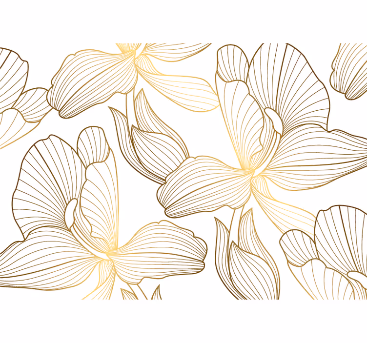 Toile fenêtre chambre fleurs dorées - TenStickers
