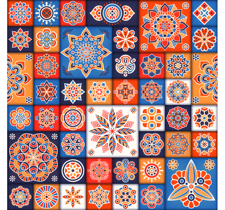 Toile fenêtre chambre carreaux mosaïque colorés - TenStickers