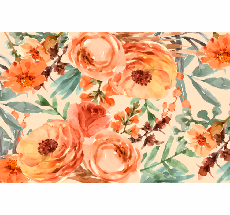 Toile fenêtre chambre fleurs aquarelle pivoine - TenStickers