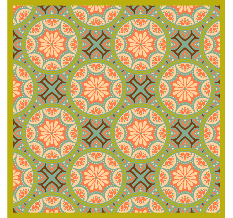 Toile fenêtre chambre motif carré persan vert - TenStickers