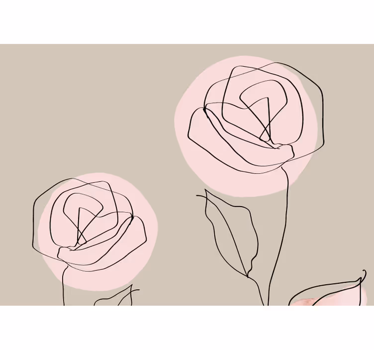 Toile fenêtre beige roses blanches aquarelle abstraite - TenStickers
