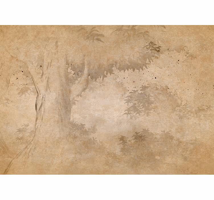 Toile fenêtre beige paysage tropical vintage - TenStickers