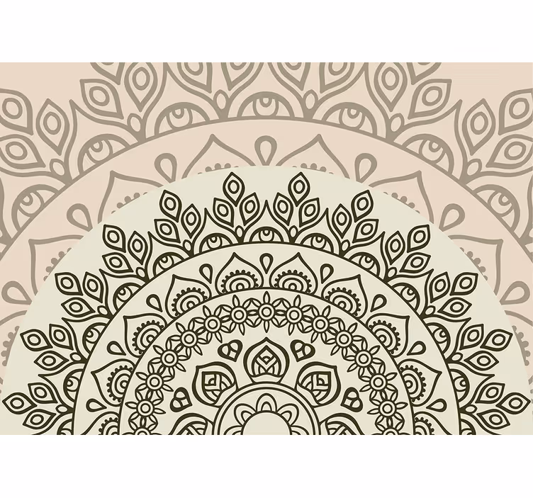 Toile fenêtre beige motif indien soleil levant - TenStickers