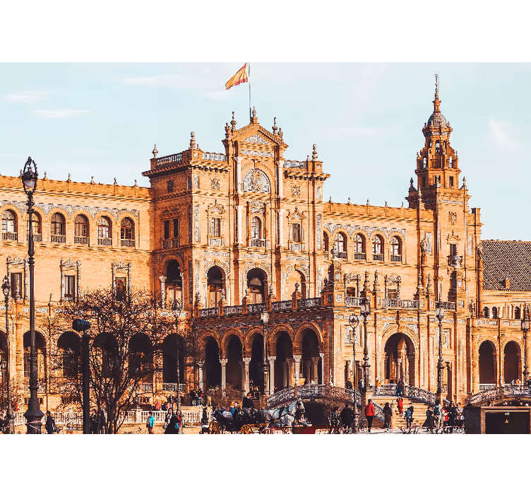 Toile fenêtre chambre plaza ensoleillée espagne séville - TenStickers