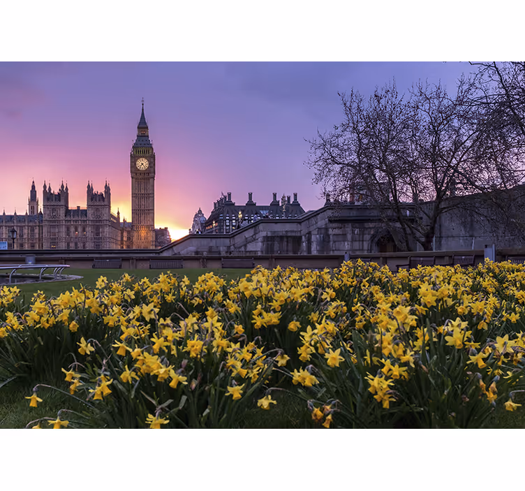 Toile fenêtre chambre big ben sous la lumière - TenStickers