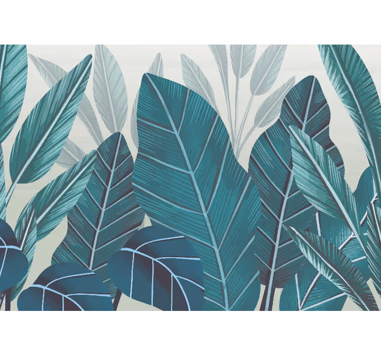 Toile fenêtre chambre feuilles tropicales aquarelle 3d - TenStickers
