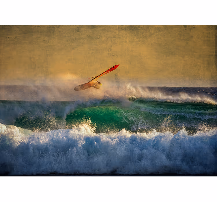 Toile fenêtre chambre vagues de windsurf - TenStickers