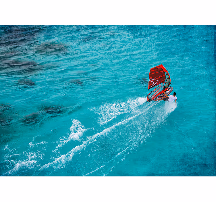 Toile fenêtre chambre windsurfer dans l'eau - TenStickers