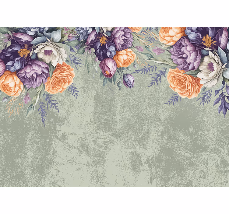 Toile fenêtre chambre design floral vintage - TenStickers