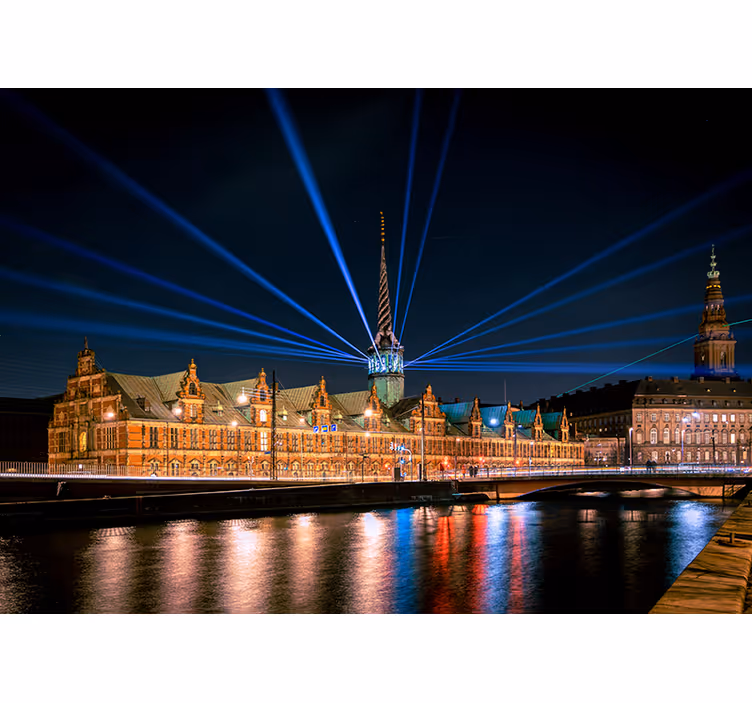 Toile fenêtre chambre copenhague tivoli la nuit - TenStickers