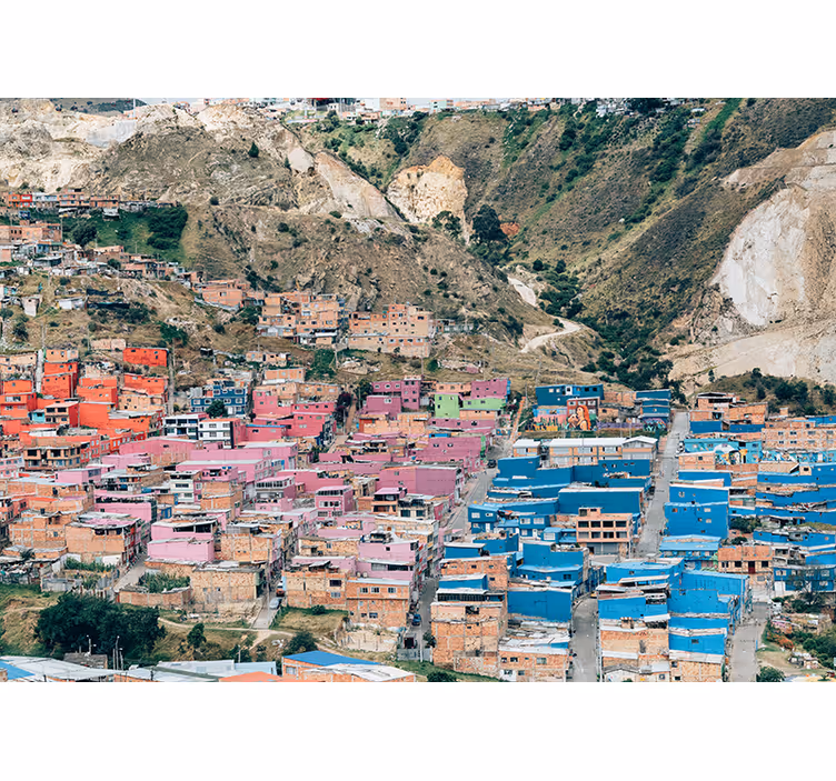 Toile fenêtre chambre maisons colorées de bogotá - TenStickers