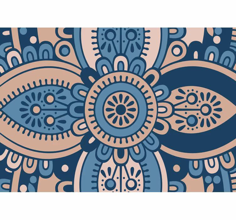 Toile fenêtre chambre mandala floral bleu - TenStickers