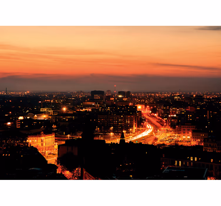 Toile fenêtre chambre panorama nocturne de wrocław - TenStickers
