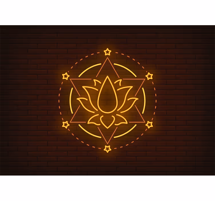 Toile fenêtre chambre lotus néon - TenStickers